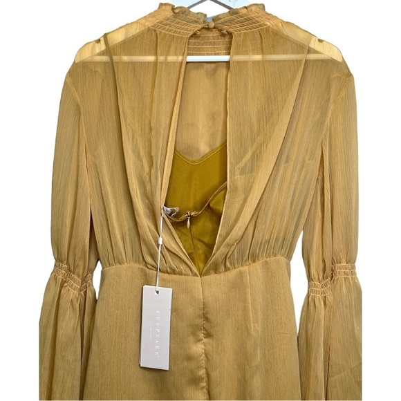 KEEPSAKE The Label | NWT Yellow Sheer Slip Elevate Long Sleeve Midi Dress Sz S - Picture 6 of 10